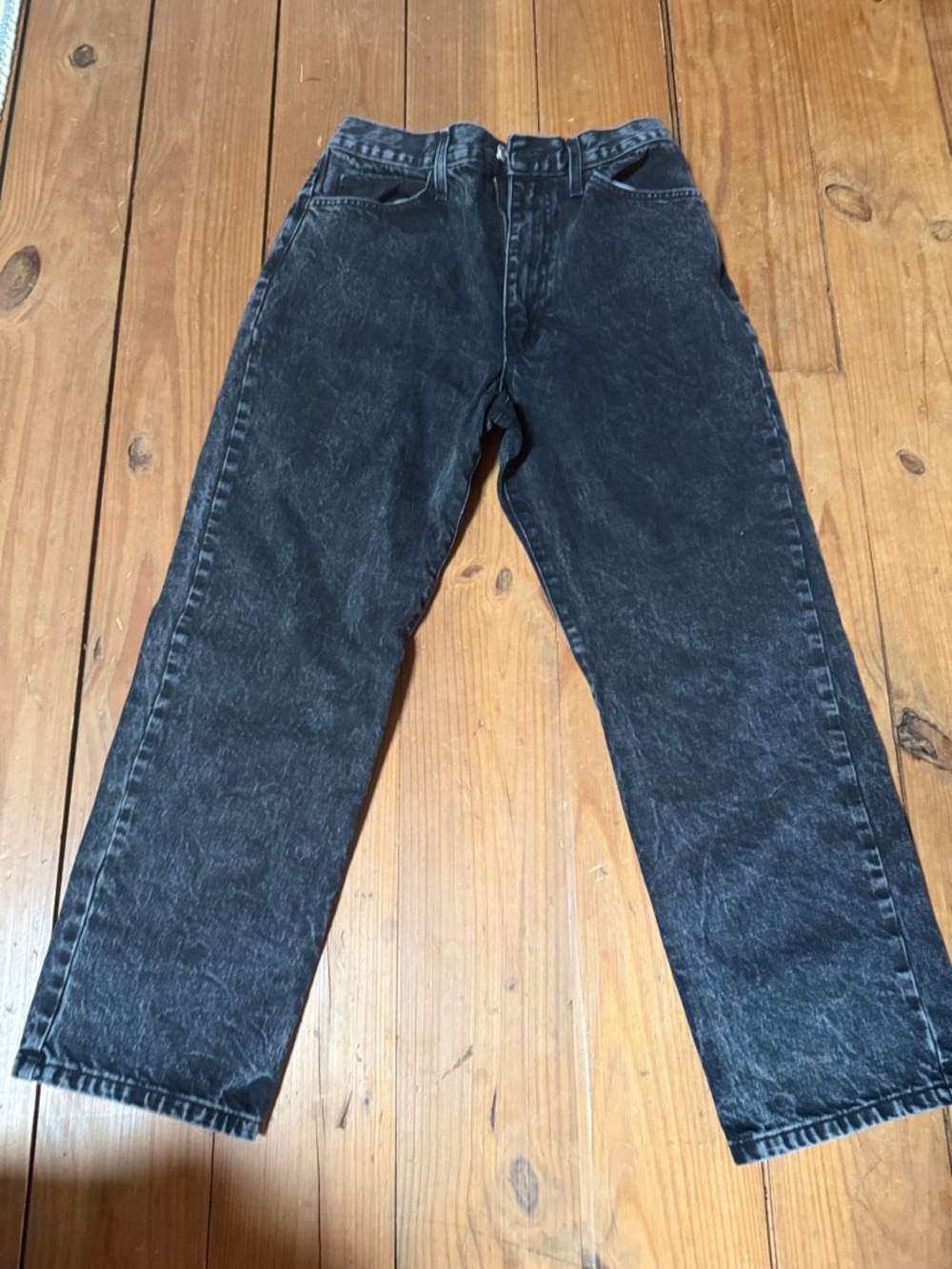 Shaina Mote Jeans Size 6 Black Acid Wash High Rise Straight Leg